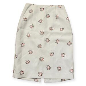NWT $169 Club Monaco Kapana Skirt White Floral Print Size 2 Lined Pencil Skirt